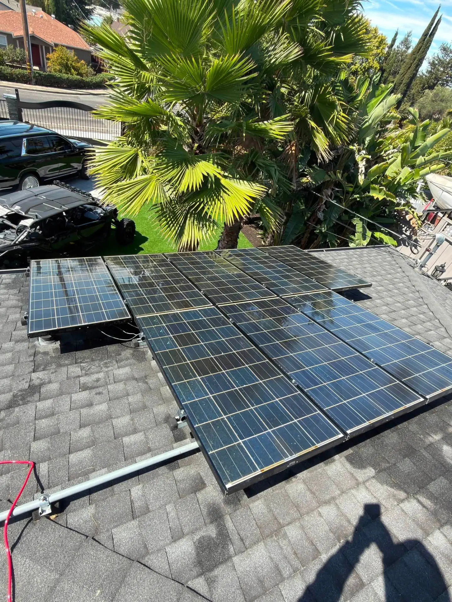 Solar panels before and after cleaning